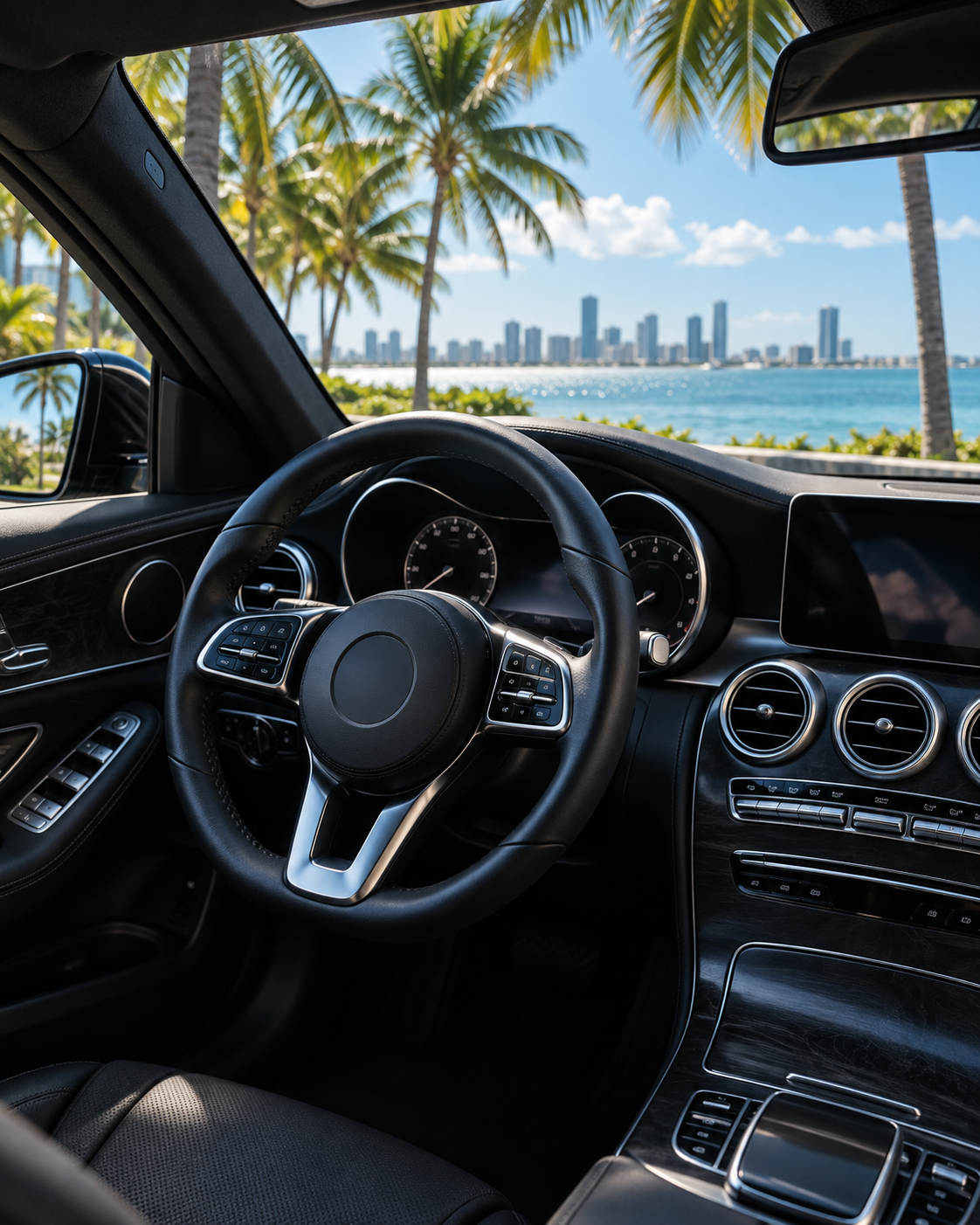 Interior elegante de un coche