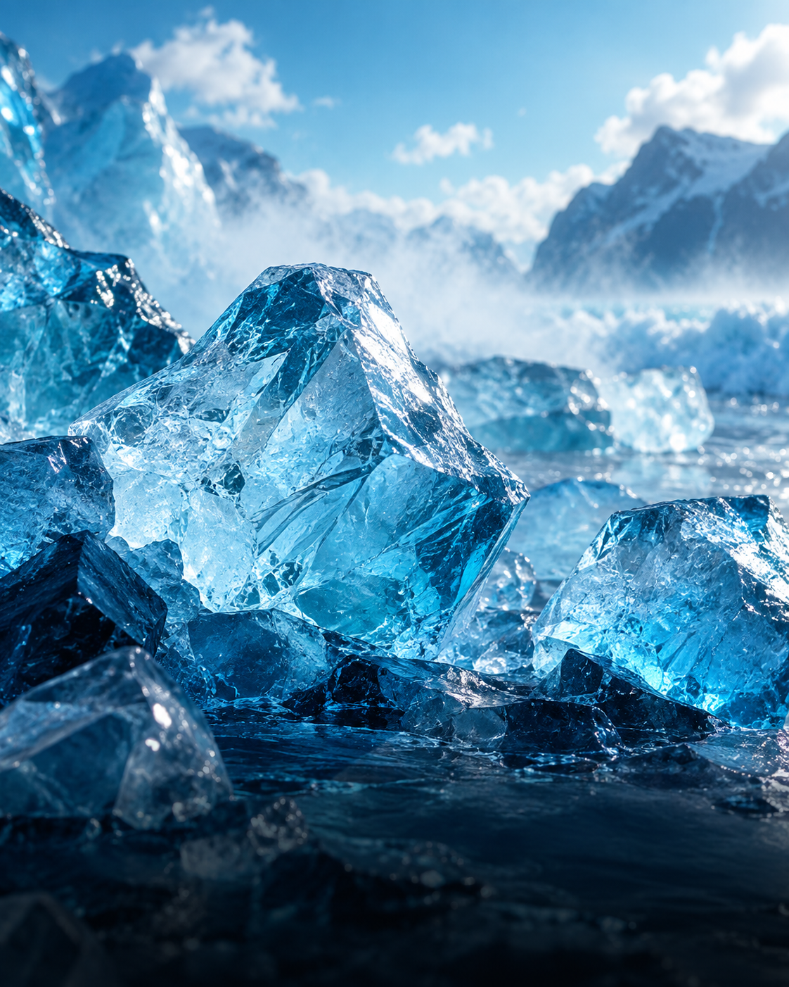 Cristales de hielo azul